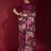 Maroon Silk Saree With Resham Embroidery 2 Maroon Silk Saree With Resham Embroidery -Riwaayat Store pur 45015