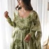 Green Floral Printed Anarkali Suit With Dupatta -Riwaayat Store sing239 1