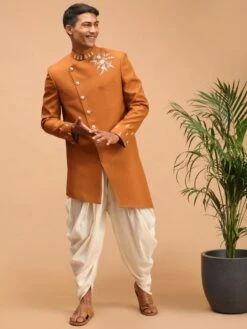 Yellow Embroidered Asymmetric Sherwani With Dhoti 7 Yellow Embroidered Asymmetric Sherwani With Dhoti -Riwaayat Store vshrmiw029mdncdcr 1